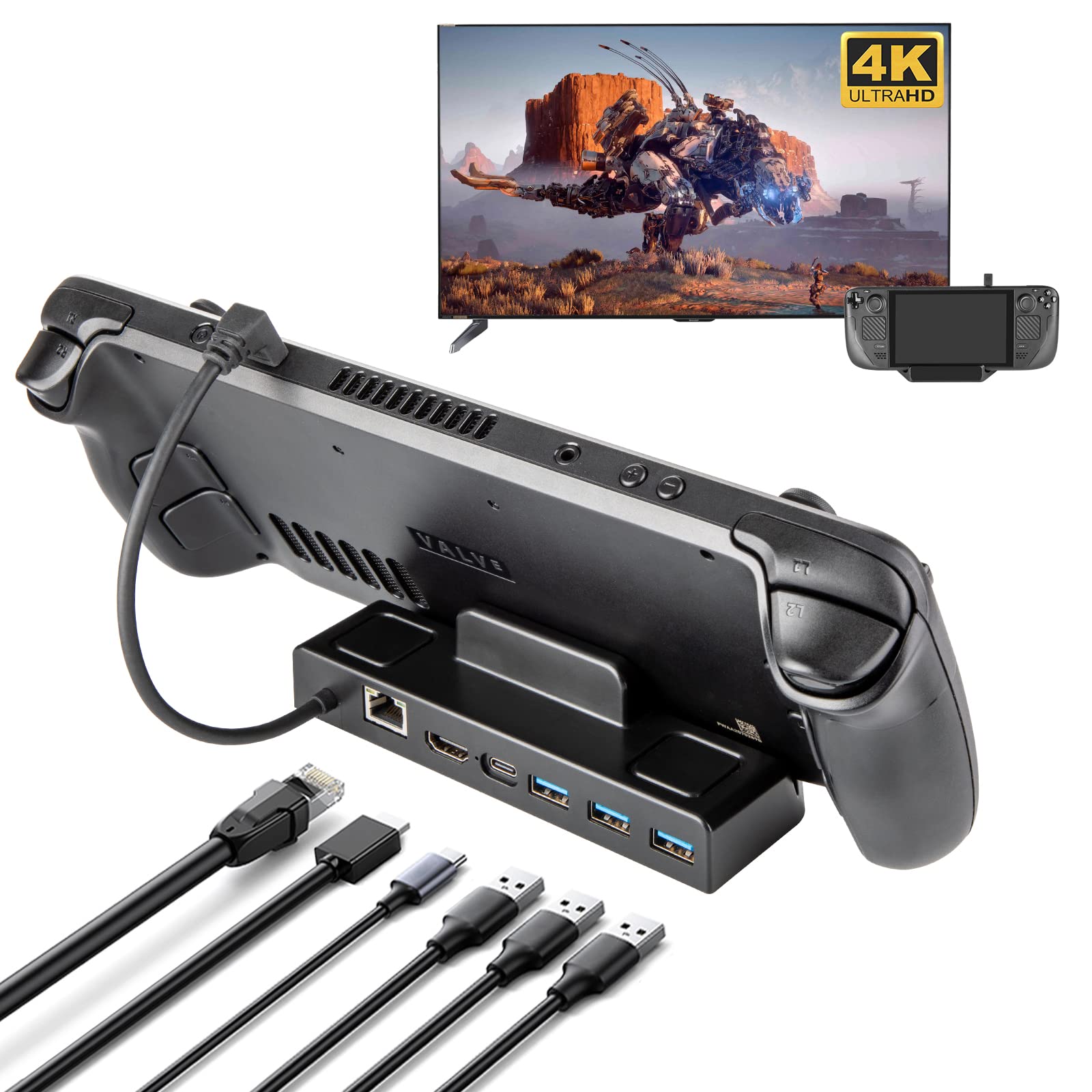 Steam Deck/Steam Deck OLED/ASUS Rog Ally TV Dock HDMI-вихід Iesooy Charging Stand 6 in 1 Mini Dock 3 USB-порти
Steam Deck/Steam Deck OLED/ASUS Rog Ally TV Dock HDMI-вихід Iesooy Charging Stand 6 in 1 Mini Dock 3 USB-порти