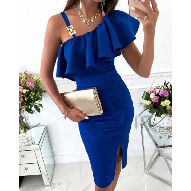 European American Women s Clothing New Style Sexy Sloping Shoulder Sling Ruffled Solid Color Slim XXL синій
European American Women s Clothing New Style Sexy Sloping Shoulder Sling Ruffled Solid Color Slim XXL синій