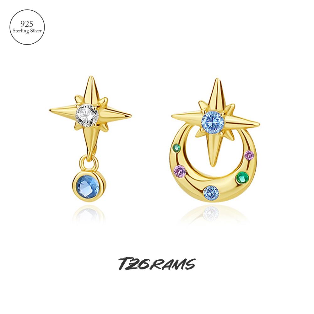 Золотые геометрические серьги с луной и звездой, красочные цирконы из настоящего серебра 925 пробы, маленькие серьги-гвоздики, асимметричные модные украшения
Золотые геометрические серьги с луной и звездой, красочные цирконы из настоящего серебра 925 пробы, маленькие серьги-гвоздики, асимметричные модные украшения