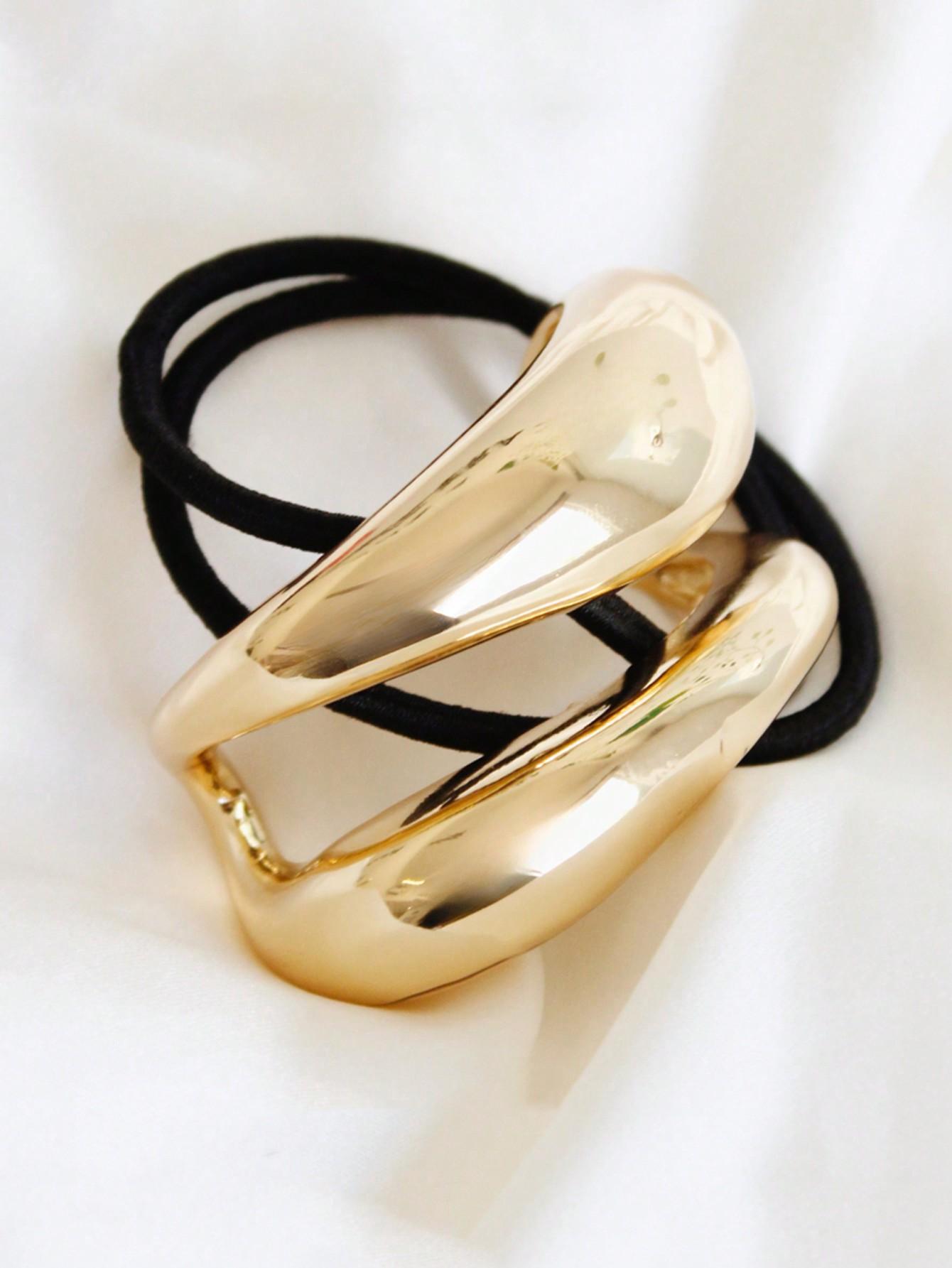 Элегантная золотая металлическая простая резинка для волос, забавные изогнутые ленты, женская роскошная стильная резинка для волос, простые шикарные аксессуары для волос 1pc-style a