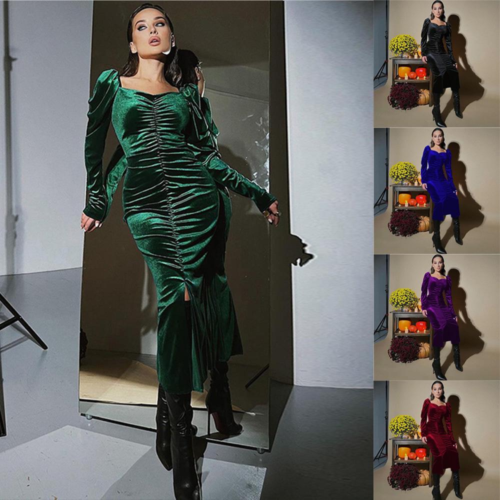 Autumn and Winter Party Long Dress Sexy Hip-wrapped Slim Fit Slit Long-sleeved Dress S чорний
Autumn and Winter Party Long Dress Sexy Hip-wrapped Slim Fit Slit Long-sleeved Dress S чорний