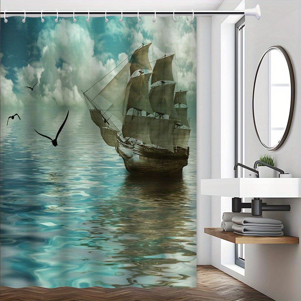 Sailing Ship Shower Curtain, Majestic Wooden Ship with Billowing Sails, Calm Waters & Cloudy Sky, Maritime Bath Decor W90xH180cm
Sailing Ship Shower Curtain, Majestic Wooden Ship with Billowing Sails, Calm Waters & Cloudy Sky, Maritime Bath Decor W90xH180cm