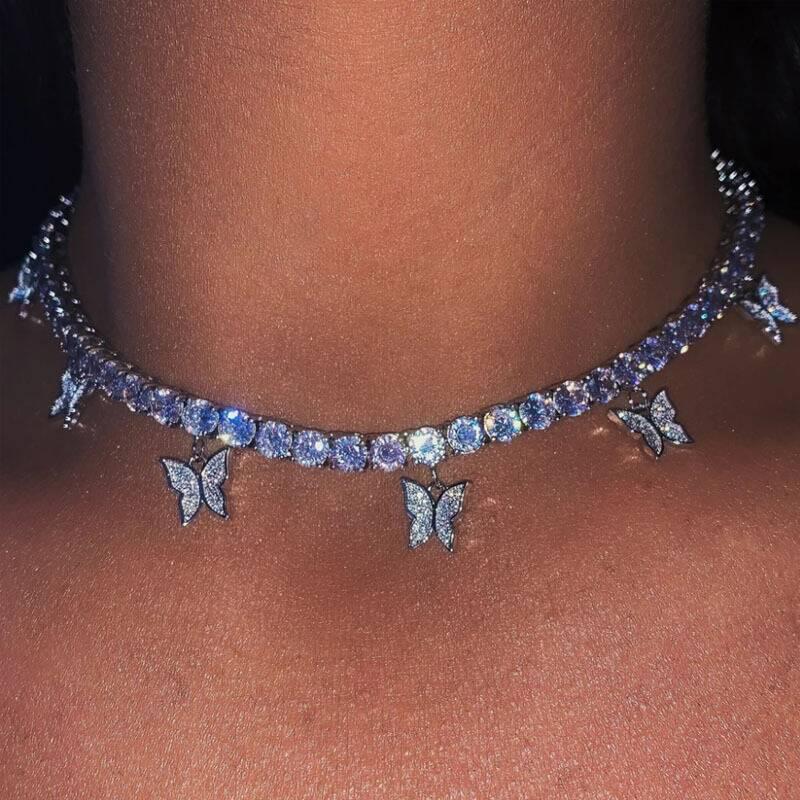 European & American Butterfly Rhinestone Alloy Necklace - Fashionable Single Row Diamond Chain серебряный
European & American Butterfly Rhinestone Alloy Necklace - Fashionable Single Row Diamond Chain серебряный