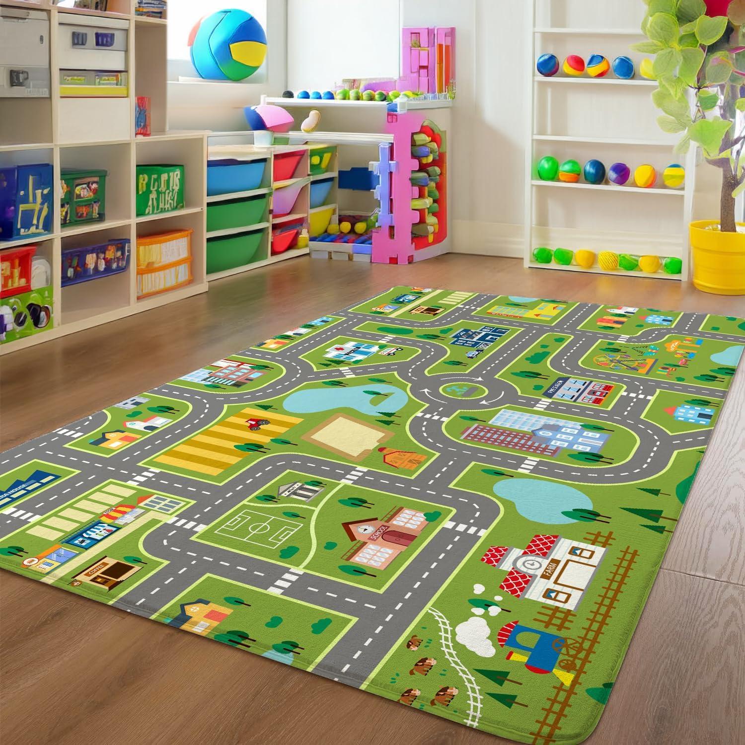 Educational City Map Kids Play Rug, Colorful Traffic Road & Buildings Area Carpet, Non-Slip Washable Floor Mat for Playroom 40cm x 60cm
Educational City Map Kids Play Rug, Colorful Traffic Road & Buildings Area Carpet, Non-Slip Washable Floor Mat for Playroom 40cm x 60cm