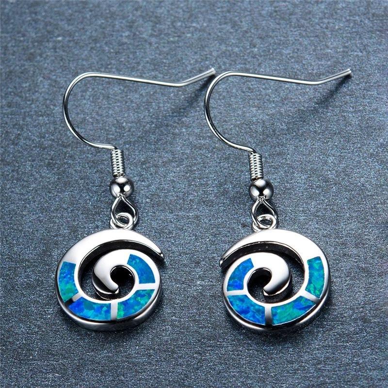 Korean style white blue Opal spiral versatile ear hook earrings niche design personality
Korean style white blue Opal spiral versatile ear hook earrings niche design personality