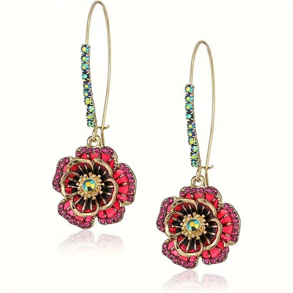 A pair of vintage women s earrings - red flower design, perfect for parties and banquets, suitable for wearing all year round.
A pair of vintage women s earrings - red flower design, perfect for parties and banquets, suitable for wearing all year round.