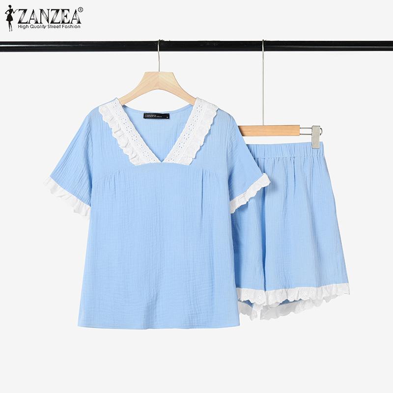 ZANZEA Women Lace V-Neck Short Sleeve Blouse and Shorts Summer Two Piece Suit Sets 5XL білий
ZANZEA Women Lace V-Neck Short Sleeve Blouse and Shorts Summer Two Piece Suit Sets 5XL білий
