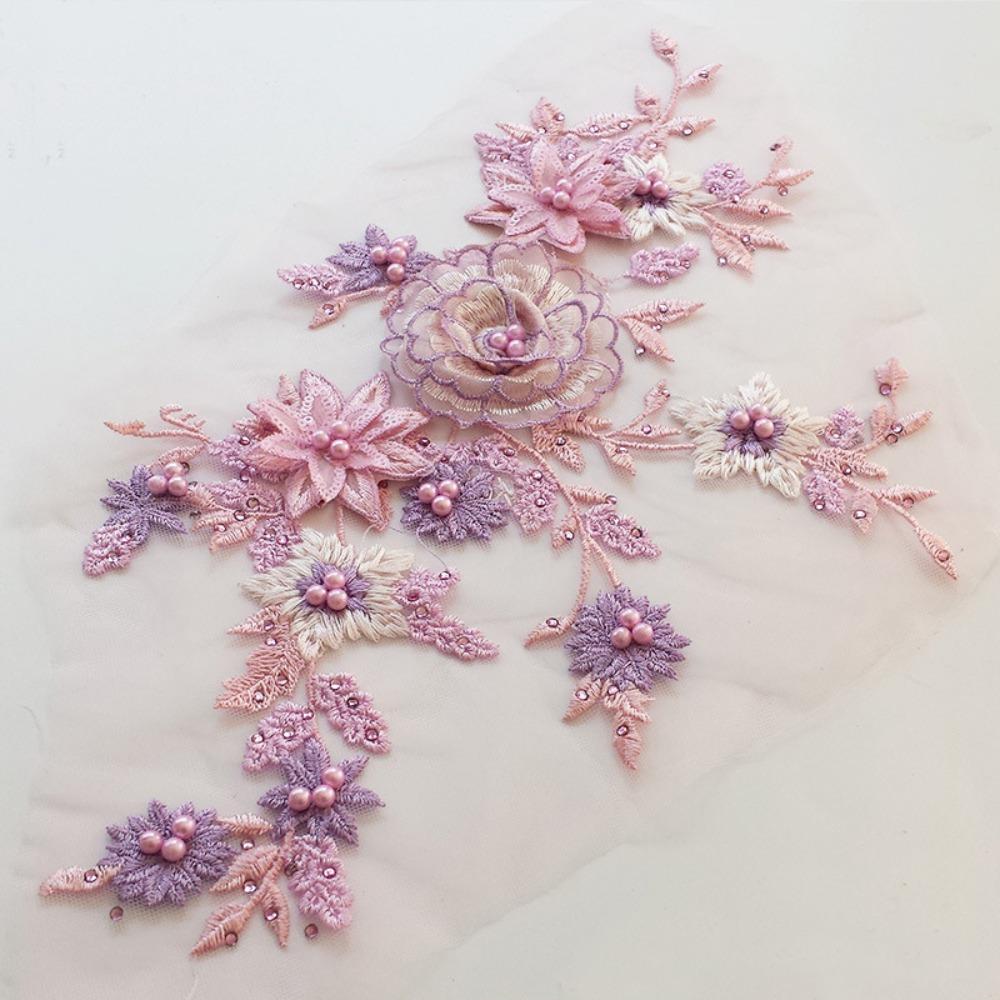 Pearl Stamen Lace Fabrics Applique 3D Flower Wedding Dress Stickers DIY Clothing Decoration рожевий/фіолетовий
Pearl Stamen Lace Fabrics Applique 3D Flower Wedding Dress Stickers DIY Clothing Decoration рожевий/фіолетовий