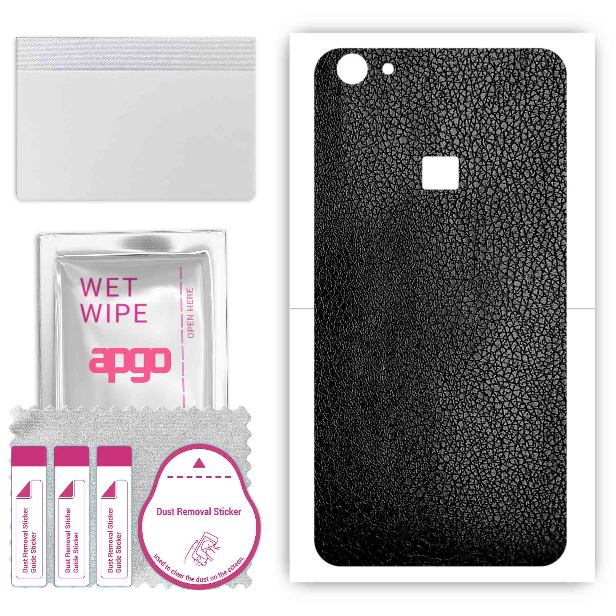 apgo Protective Skin Sticker for the back compatible with vivo X6S, Wrap Film, Foil, Vinyl - Pattern Black Leather
apgo Protective Skin Sticker for the back compatible with vivo X6S, Wrap Film, Foil, Vinyl - Pattern Black Leather