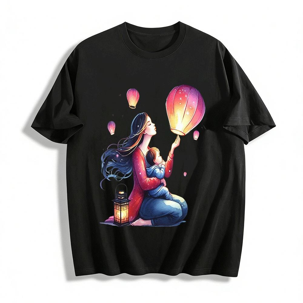 Warm Parent-Child Sky Lantern Print Top Family Love Casual T-Shirt Pure cotton T-shirt XXS
Warm Parent-Child Sky Lantern Print Top Family Love Casual T-Shirt Pure cotton T-shirt XXS