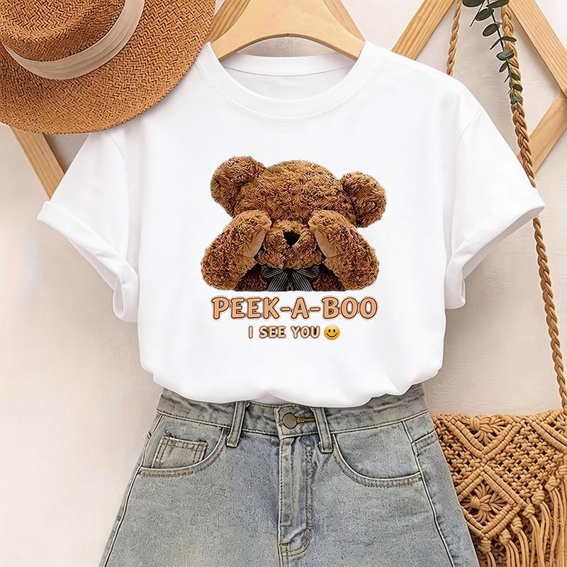 Y2k Style Print T Shirt with Fuuny Bear Print Casual Oneck Short Sleeve Tshirt Womens Spring Summer Tshirt Clothes Female 4XL
Y2k Style Print T Shirt with Fuuny Bear Print Casual Oneck Short Sleeve Tshirt Womens Spring Summer Tshirt Clothes Female 4XL