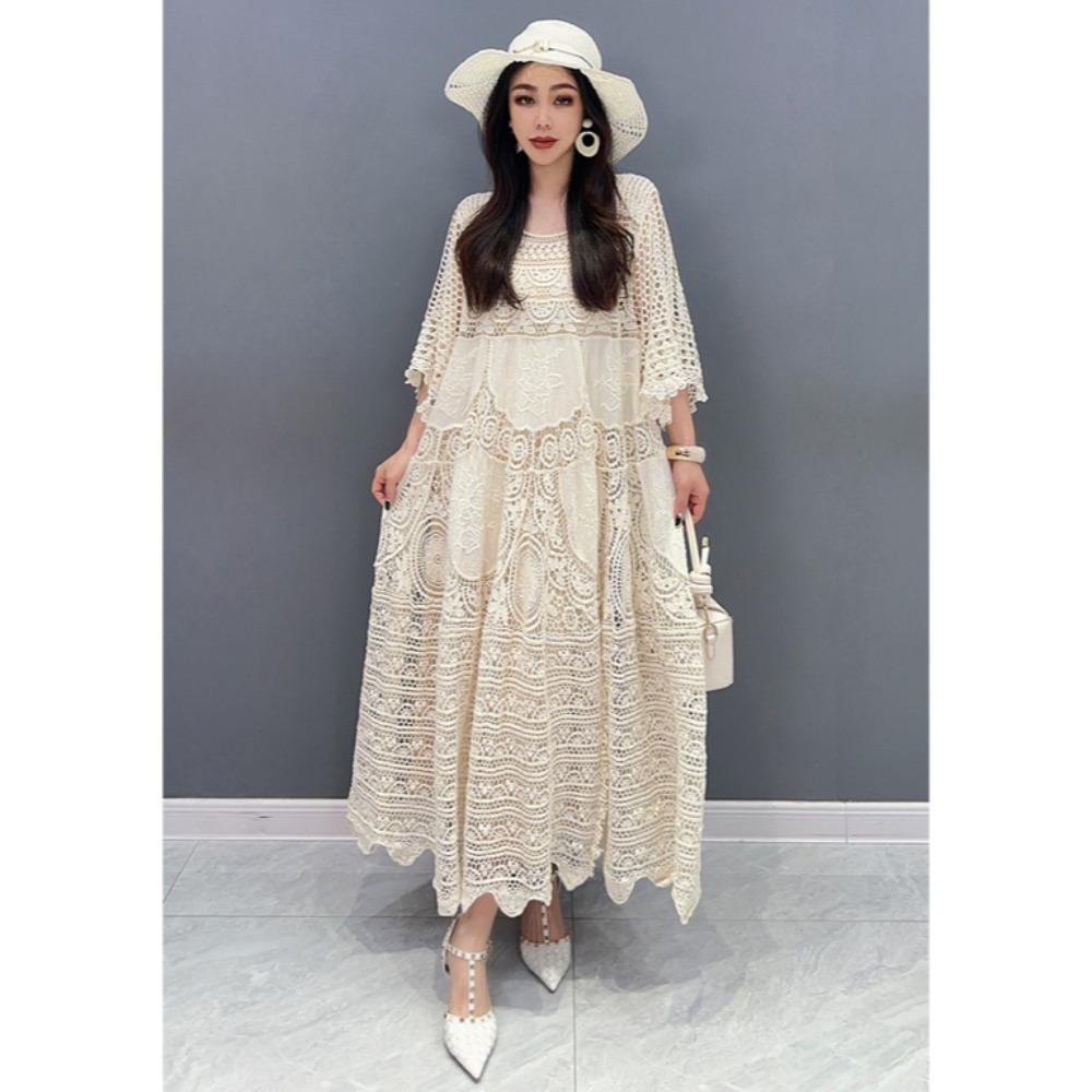 DIMANAF 2025 Summer Women Long Knitted Dress Sleeve Basic Fashion Lace Dresses Casual Loose One Size
DIMANAF 2025 Summer Women Long Knitted Dress Sleeve Basic Fashion Lace Dresses Casual Loose One Size