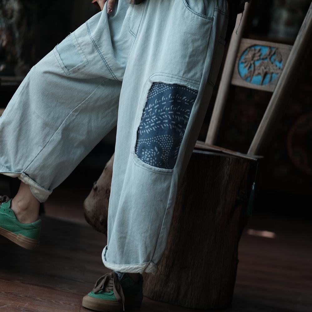 Luo Gu Ni Retro Washed Denim Patchwork Floral Pants - Blue 2073 One Size
Luo Gu Ni Retro Washed Denim Patchwork Floral Pants - Blue 2073 One Size