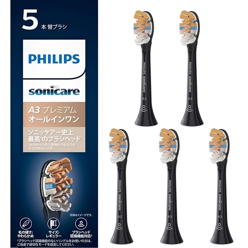 Philips Sonicare Premium All-in-One Brush Heads - Regular (5-Pack) - Genuine A3, Black, for HX9095/96
Philips Sonicare Premium All-in-One Brush Heads - Regular (5-Pack) - Genuine A3, Black, for HX9095/96