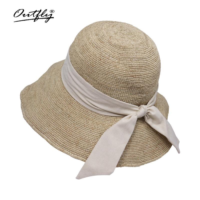 Соломенная шляпа ручной работы от солнца для детей с широкими полями, летняя дышащая соломенная шляпа, пляжная шляпа для защиты от солнца M(55-57cm) абрикосовый