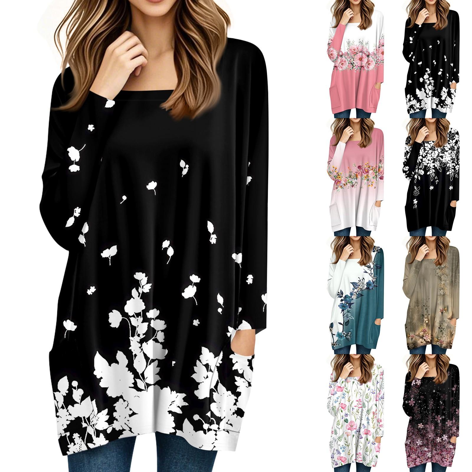 Womens Tops Square Collar Long Sleeve Blouses Casual Mid-length Shirts Fashion Print Tunic Tops With Pockets M
Womens Tops Square Collar Long Sleeve Blouses Casual Mid-length Shirts Fashion Print Tunic Tops With Pockets M