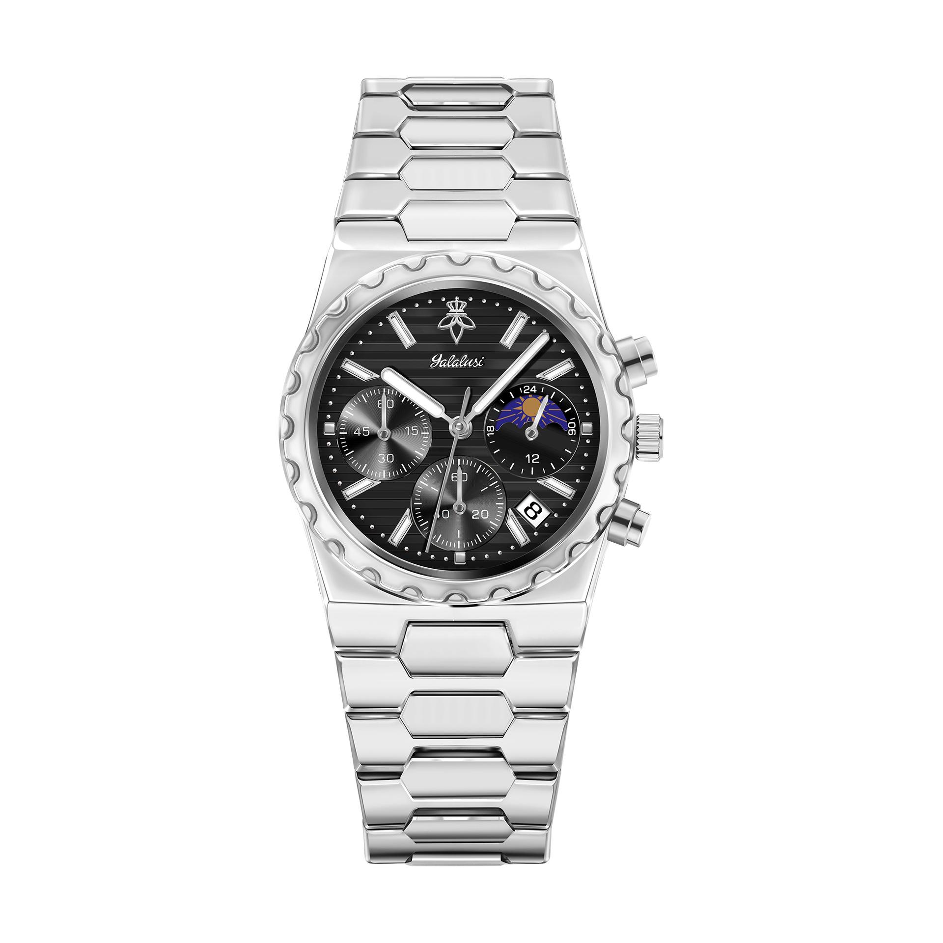 Waterproof Quartz Wristwatch for Men - Chronograph, Moon Phase, Calendar, Luminous Hands, Stainless Steel Case & Band, Classic Business Dress Watch Full Silver чёрный
Waterproof Quartz Wristwatch for Men - Chronograph, Moon Phase, Calendar, Luminous Hands, Stainless Steel Case & Band, Classic Business Dress Watch Full Silver чёрный