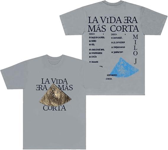 Milo J La Vida Era Mas Corta TShirts Streetwear Tee Women Men Hiphop Crewneck Short Sleeve 4XL
Milo J La Vida Era Mas Corta TShirts Streetwear Tee Women Men Hiphop Crewneck Short Sleeve 4XL