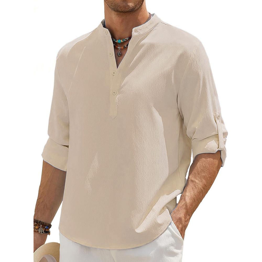 Мужская хлопково-льняная рубашка поло с длинным рукавом, вырезом хенли, легкая, дышащая, повседневная, на пуговицах, пляжный стиль, простая мужская одежда XL хаки
Мужская хлопково-льняная рубашка поло с длинным рукавом, вырезом хенли, легкая, дышащая, повседневная, на пуговицах, пляжный стиль, простая мужская одежда XL хаки