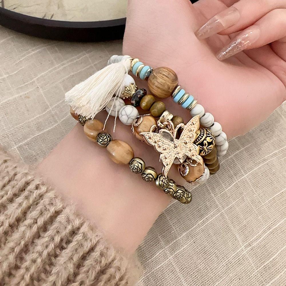 4pcs/Set Fashion Temperament Butterfly Charm Bracelet Set Elastic Chain Multilayer Bracelet Summer Style 3
4pcs/Set Fashion Temperament Butterfly Charm Bracelet Set Elastic Chain Multilayer Bracelet Summer Style 3