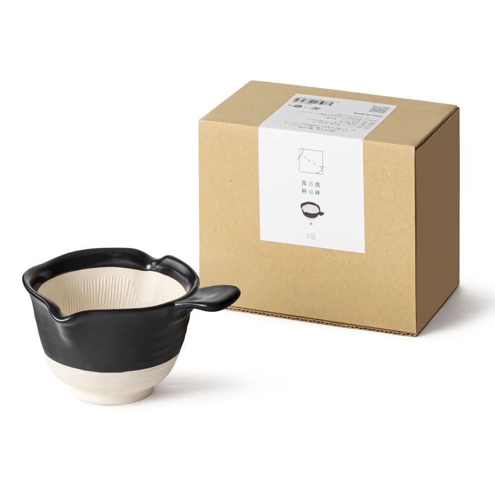&NE Banko Ware Natto Bowl, Black, Hare to Ke (Special Occasions) Design, 14.5cm (W) x 13cm (D) x 8.5cm (H), Made in Japan, Small Bowl, Spouted Bowl,
&NE Banko Ware Natto Bowl, Black, Hare to Ke (Special Occasions) Design, 14.5cm (W) x 13cm (D) x 8.5cm (H), Made in Japan, Small Bowl, Spouted Bowl,