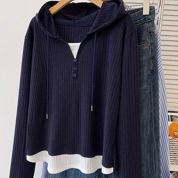 Plus Size Hooded Color Block Layered Long Sleeve Slimming T-Shirt for Women 4XL (for 181-200 catties) темно-синий
Plus Size Hooded Color Block Layered Long Sleeve Slimming T-Shirt for Women 4XL (for 181-200 catties) темно-синий