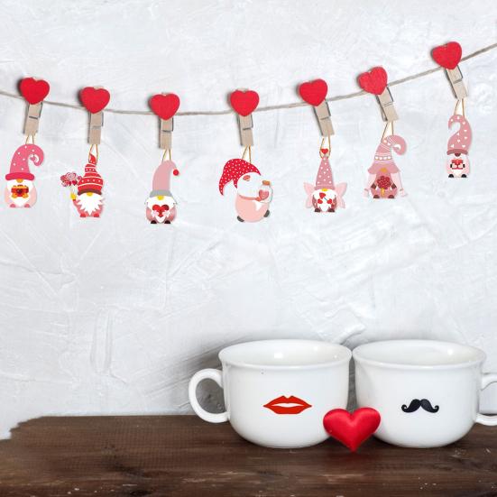 8 шт., украшения ко Дню святого Валентина, узор в виде сердца, дизайн гнома, создают атмосферу с подвесными декоративными подвесками из веревки
8 шт., украшения ко Дню святого Валентина, узор в виде сердца, дизайн гнома, создают атмосферу с подвесными декоративными подвесками из веревки