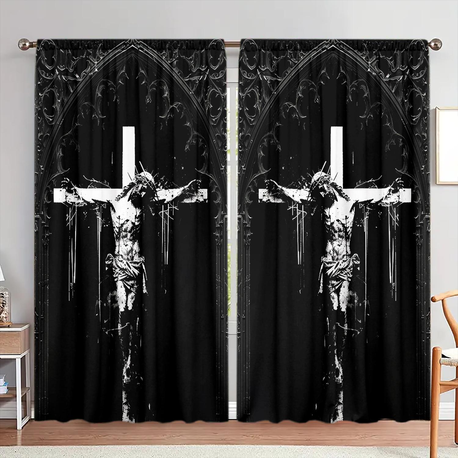 2pcs Jesus on the Cross Printed Curtain for Home Decor - Rod Pocket Window Treatment for Bedroom, Office, Kitchen, Living Room, 52.5cmX116cm X 2pcs
2pcs Jesus on the Cross Printed Curtain for Home Decor - Rod Pocket Window Treatment for Bedroom, Office, Kitchen, Living Room, 52.5cmX116cm X 2pcs