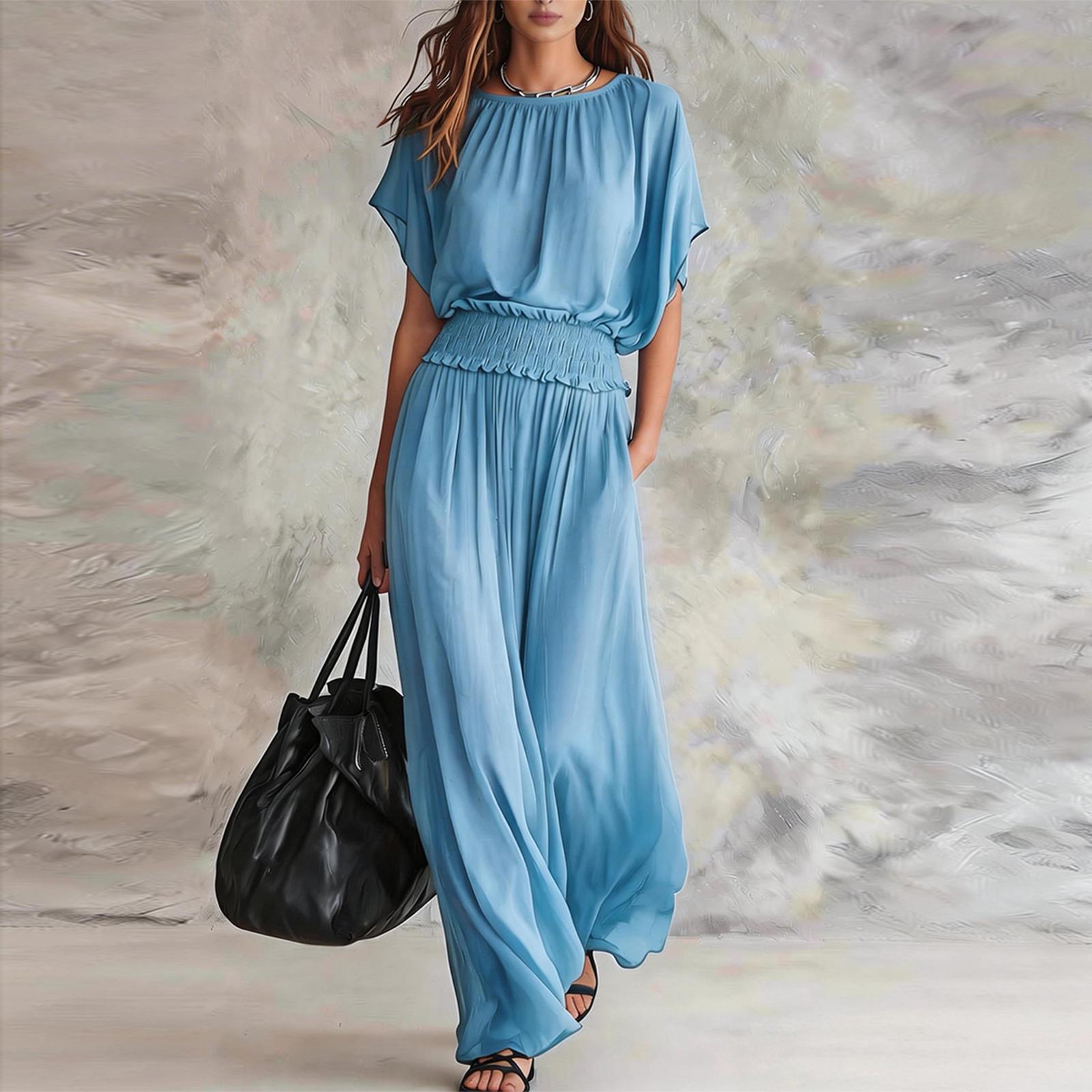 Women s Summer Fashionable Round Neck Short Sleeved Retro Waist Cinching And Hugging Vacation Long Dress XL
Women s Summer Fashionable Round Neck Short Sleeved Retro Waist Cinching And Hugging Vacation Long Dress XL