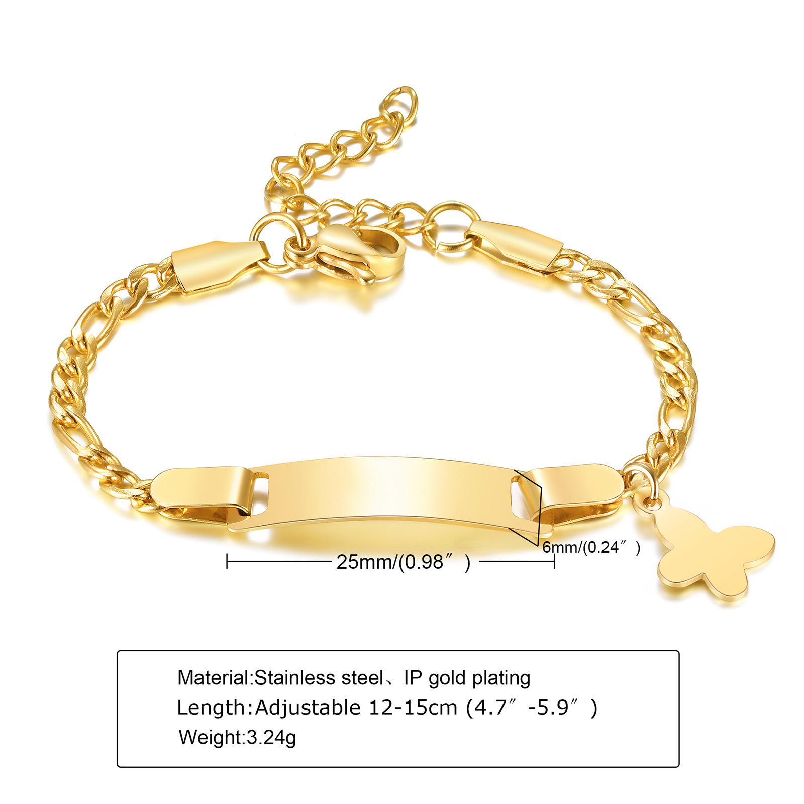 Personalized Child ID Bracelet, 18K Gold Plated Stainless Steel Engrave Custom Name Bracelet for Children Girls Boys Gift
Personalized Child ID Bracelet, 18K Gold Plated Stainless Steel Engrave Custom Name Bracelet for Children Girls Boys Gift