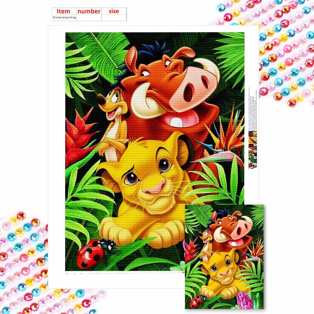 Полная круглая алмазная живопись Король Лев и Дикий кабан Искусство Стразы Картина Мозаика Сделай сам 5D Вышивка крестом Домашнее украшение Round 20x30cm
Полная круглая алмазная живопись Король Лев и Дикий кабан Искусство Стразы Картина Мозаика Сделай сам 5D Вышивка крестом Домашнее украшение Round 20x30cm