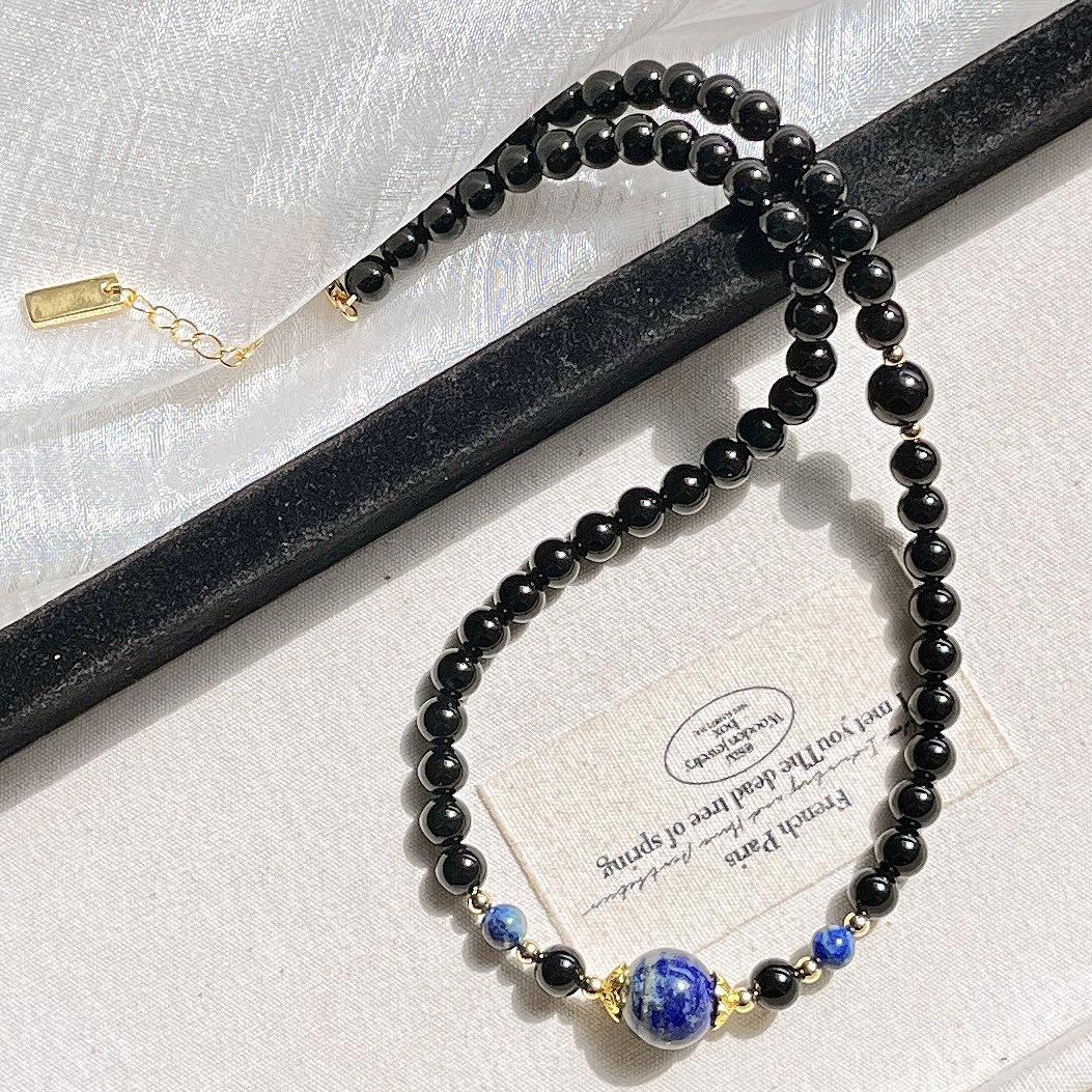 Natural Black Agate Lapis Lazuli Design Sense Necklace Collarbone Chain Sweater Chain
Natural Black Agate Lapis Lazuli Design Sense Necklace Collarbone Chain Sweater Chain