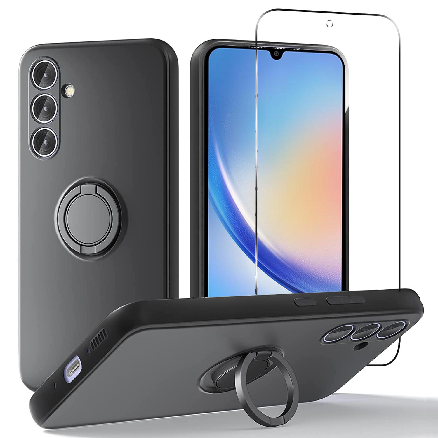 Для Samsung Galaxy A34 5G Жидкий силиконовый чехол Подставка Чехол для телефона с 2.5D Арочным краем Закаленное стекло Защитная пленка Black
Для Samsung Galaxy A34 5G Жидкий силиконовый чехол Подставка Чехол для телефона с 2.5D Арочным краем Закаленное стекло Защитная пленка Black