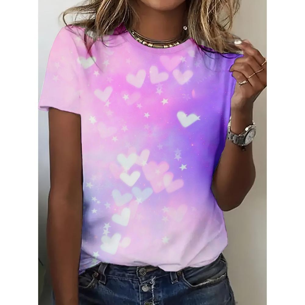 Women s 3D gradient heart pattern T-shirt - casual round neck short-sleeved top, 5XL
Women s 3D gradient heart pattern T-shirt - casual round neck short-sleeved top, 5XL