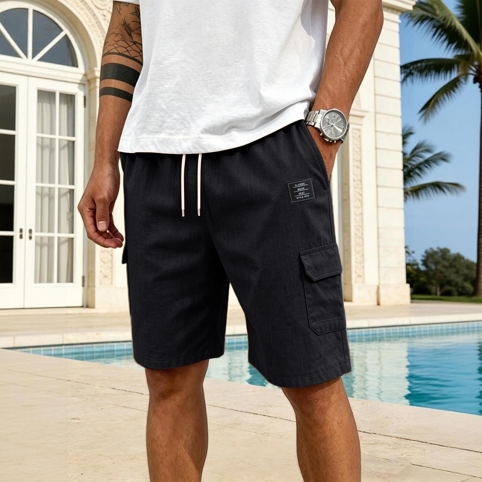 Mens Linen Shorts Summer Loose Fit Casual Straight Drawstring Waist Athletic Relaxed Fit Shorts with Pockets XXL чёрный
Mens Linen Shorts Summer Loose Fit Casual Straight Drawstring Waist Athletic Relaxed Fit Shorts with Pockets XXL чёрный