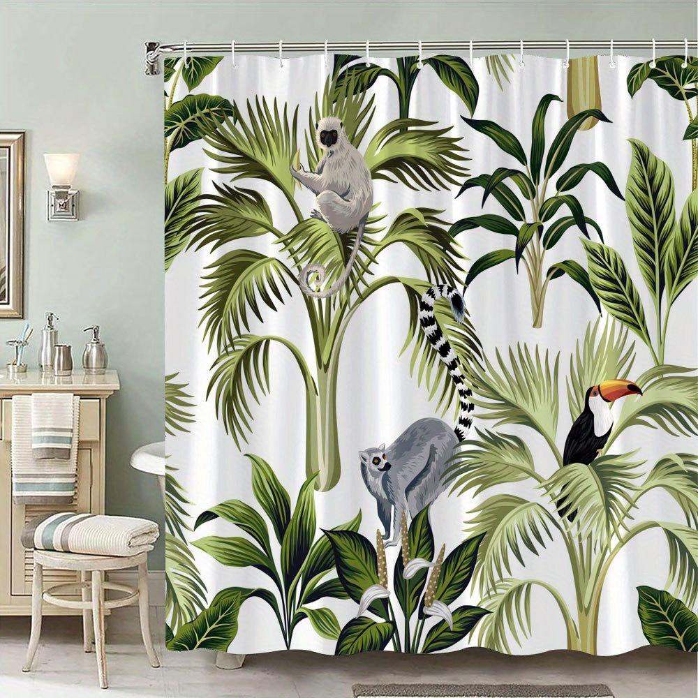 1pc tropical jungle shower curtain featuring lemurs, toucans and lush greenery - realistic digital artwork, polyester fabric 90X180cm
1pc tropical jungle shower curtain featuring lemurs, toucans and lush greenery - realistic digital artwork, polyester fabric 90X180cm