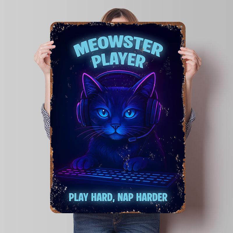 Meowster Player Gaming Cat Portrait Metal Poster Customized Wall Art Retro Vintage Tinplate Signs for Setup Decorations Decor 7.9x11.8In(20x30cm)
Meowster Player Gaming Cat Portrait Metal Poster Customized Wall Art Retro Vintage Tinplate Signs for Setup Decorations Decor 7.9x11.8In(20x30cm)