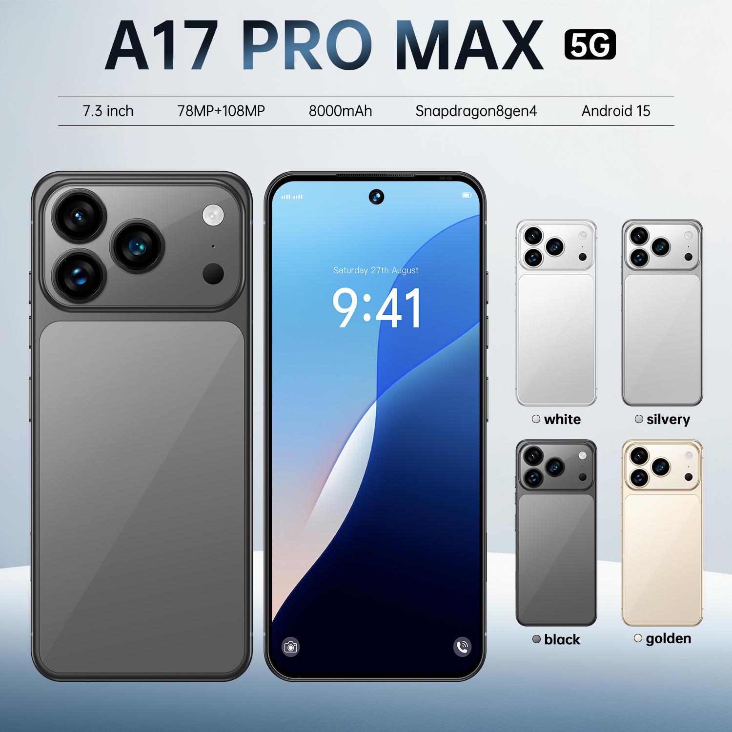 A17 Pro Max 5G 7,3-дюймовий Android-смартфон (16 ГБ+1 ТБ) EU Plug чорний
A17 Pro Max 5G 7,3-дюймовий Android-смартфон (16 ГБ+1 ТБ) EU Plug чорний