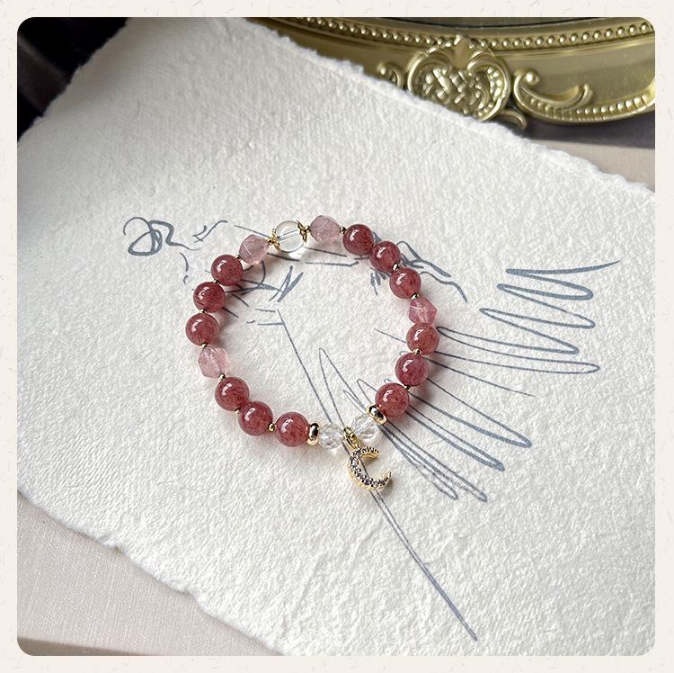 Qiaoen Jewelry Natural Strawberry Quartz Crescent Bracelet - Original Crystal Beaded Design for Women Wrist 13-14cm
Qiaoen Jewelry Natural Strawberry Quartz Crescent Bracelet - Original Crystal Beaded Design for Women Wrist 13-14cm