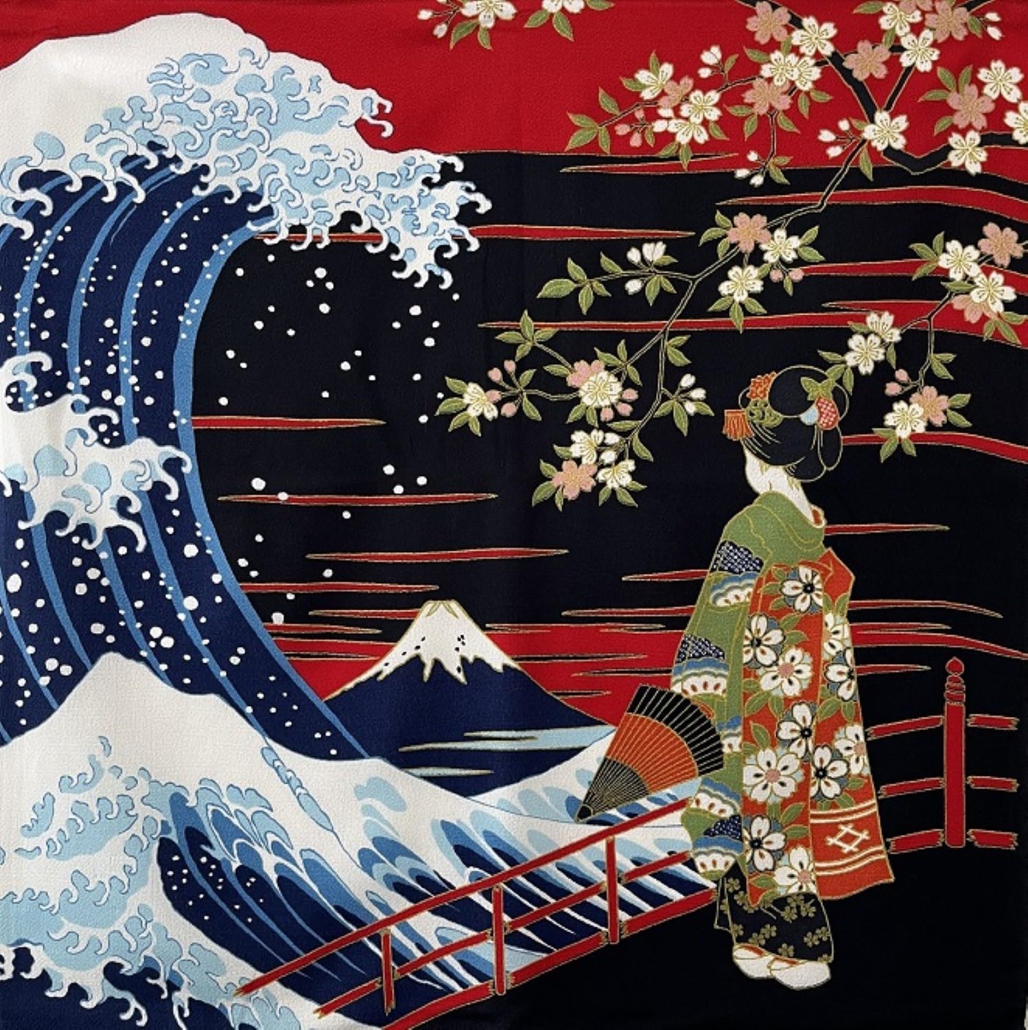 Daiko Sangyo Furoshiki crepe The Great Wave off Fuji with a (wrapping cloth), 2-width fabric, Ukiyo-e print geisha, 4-10
Daiko Sangyo Furoshiki crepe The Great Wave off Fuji with a (wrapping cloth), 2-width fabric, Ukiyo-e print geisha, 4-10