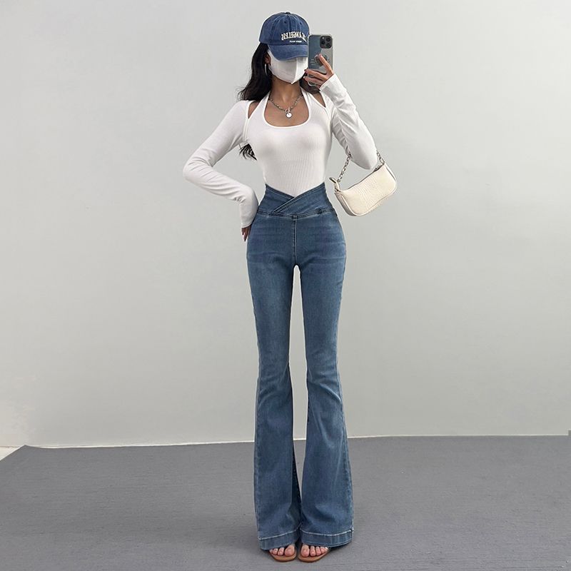 Spring & Fall American High-Waisted Bootcut Pants Female Slim Looking Silm Skinny Hip Raise Wide Leg Horseshoe Denim Mop Pants Light blue L
Spring & Fall American High-Waisted Bootcut Pants Female Slim Looking Silm Skinny Hip Raise Wide Leg Horseshoe Denim Mop Pants Light blue L