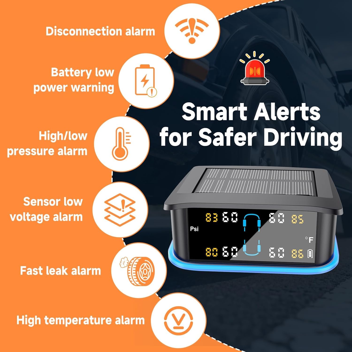 GEARGO Tire Pressure Monitoring System, Real-time Solar Wireless TPMS with 4 Tire Pressure Sensor, Digital LCD Display, Auto Security Alarm for RV
GEARGO Tire Pressure Monitoring System, Real-time Solar Wireless TPMS with 4 Tire Pressure Sensor, Digital LCD Display, Auto Security Alarm for RV