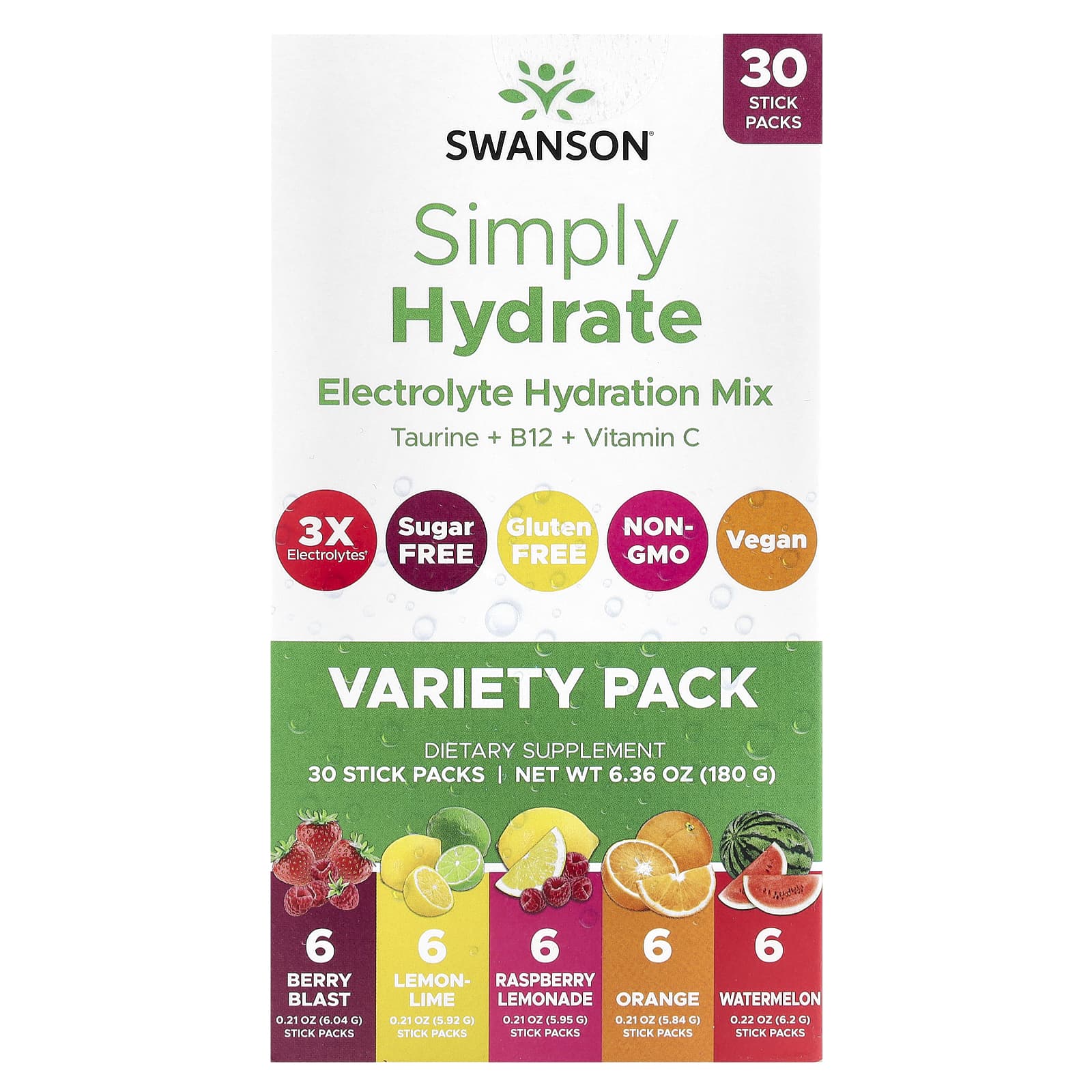 Simply Hydrate, Electrolyte Hydration Mix, Variety Pack, 30 Stick Packs, 180G(6.36Oz)
Simply Hydrate, Electrolyte Hydration Mix, Variety Pack, 30 Stick Packs, 180G(6.36Oz)