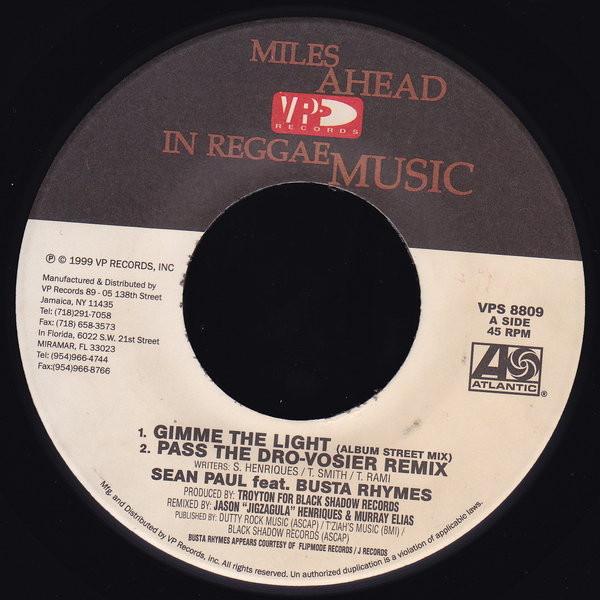 7inch Record SEAN PAULBUSTA RHYMES Gimme The Light VPS8809 2001 Jamaica Reggae Ska Dub Used
7inch Record SEAN PAULBUSTA RHYMES Gimme The Light VPS8809 2001 Jamaica Reggae Ska Dub Used