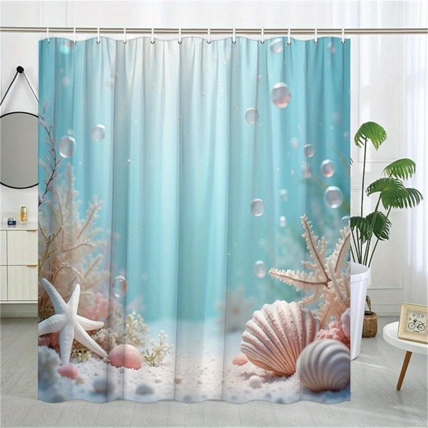 1Pc Oceanic Pastel Seashell & Coral Shower Curtain - Light Blue With Bubbles, Starfish, And Coral Design, Includes 12 Hooks, 70. W60H190(CM)-1 Pcs
1Pc Oceanic Pastel Seashell & Coral Shower Curtain - Light Blue With Bubbles, Starfish, And Coral Design, Includes 12 Hooks, 70. W60H190(CM)-1 Pcs