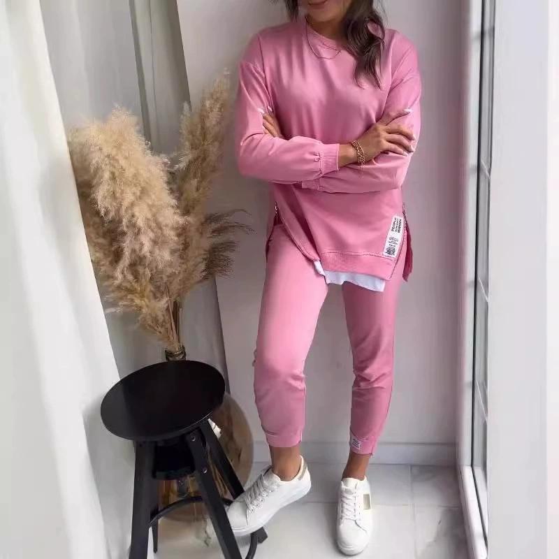 Осенний лоскутный свободный комплект из двух предметов, женский модный свитер с длинным рукавом, повседневный спортивный костюм с капюшоном и брюками-карандашами M розовый
Осенний лоскутный свободный комплект из двух предметов, женский модный свитер с длинным рукавом, повседневный спортивный костюм с капюшоном и брюками-карандашами M розовый