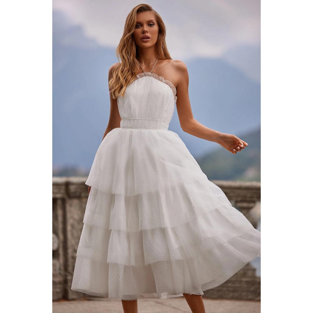 Women Elegant Sleeveless Halter Mesh Polka Dot Midi Long Dress Bride Bridesmaids Wedding Party Gowns
Women Elegant Sleeveless Halter Mesh Polka Dot Midi Long Dress Bride Bridesmaids Wedding Party Gowns