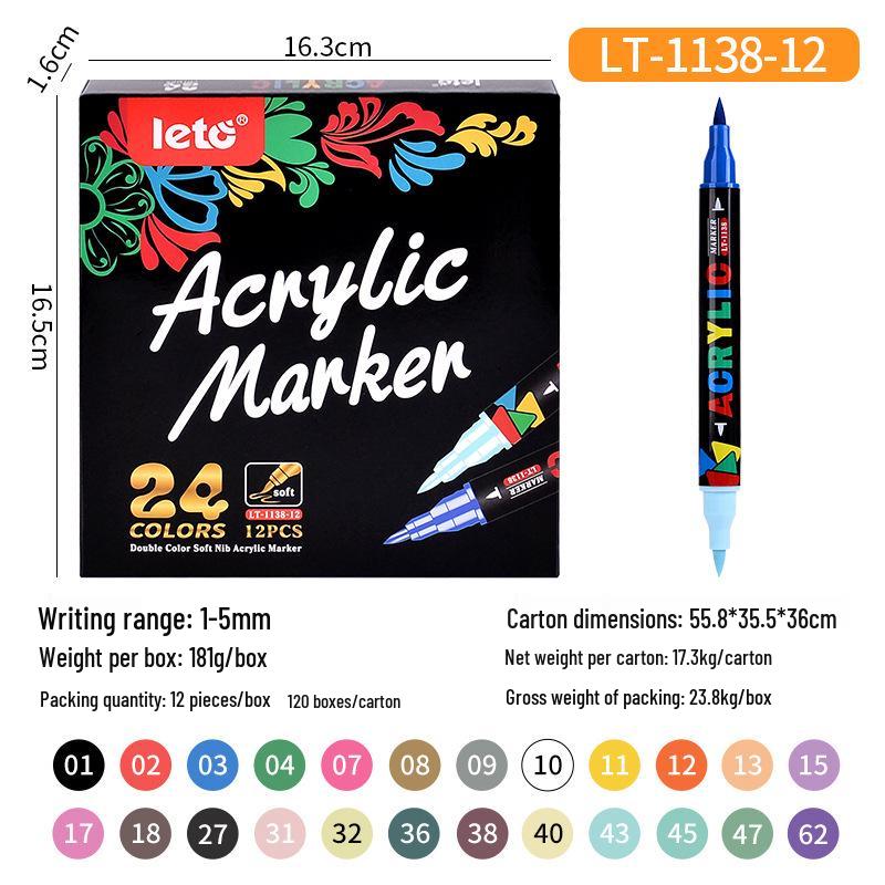 Letu Double-Ended Acrylic Marker Pens - Two-Color Soft Tip, Ultra-Fine Water-Based for Anime and Art Highlights
Letu Double-Ended Acrylic Marker Pens - Two-Color Soft Tip, Ultra-Fine Water-Based for Anime and Art Highlights