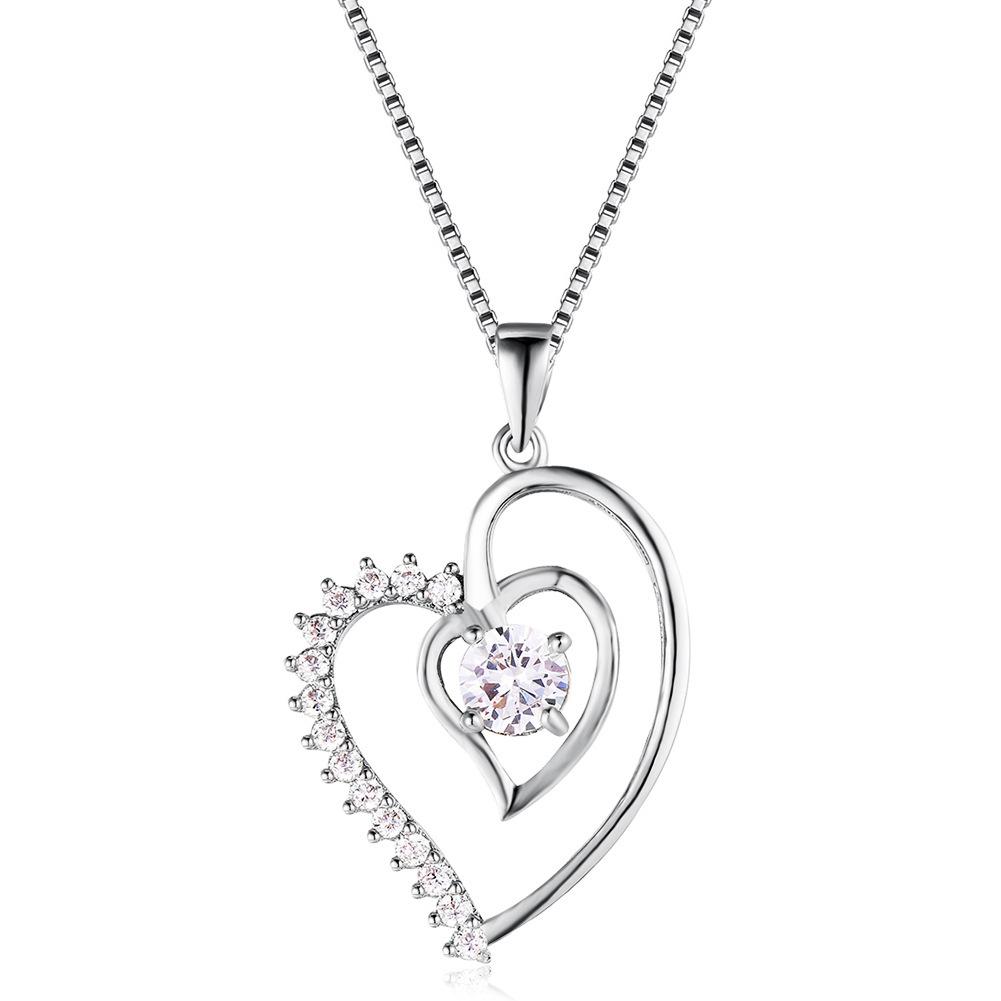 Versatile Japanese and Korean silver rose gold white diamond + double love women s necklace
Versatile Japanese and Korean silver rose gold white diamond + double love women s necklace