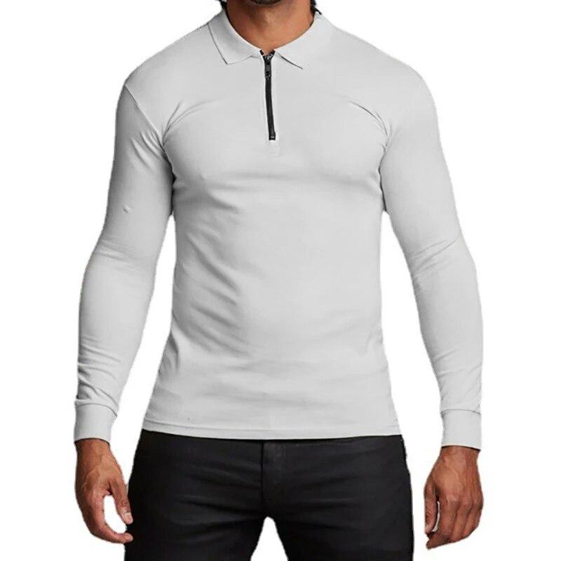 Осенняя мужская модная однотонная однотонная рабочая одежда на молнии с лацканами Do The Work, простая и универсальная повседневная рубашка-поло XXL белый